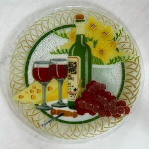 Wine and cheese fused glass art dish.  Peggy Karr design
